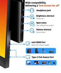 Ingnok Portable Monitor Ultra Slim 15.6 Inch Fhd Ips Laptop Screen Extender