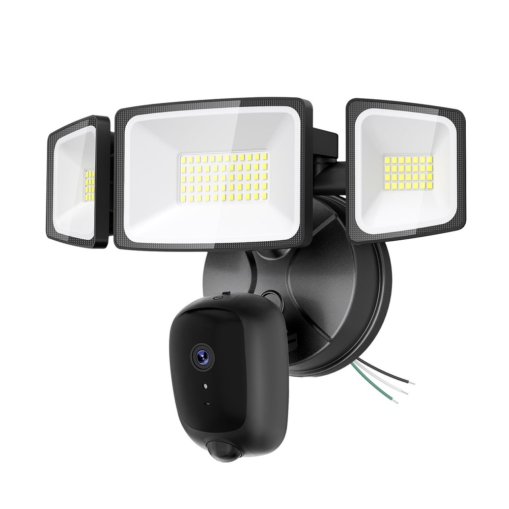 Atfoyer Floodlight Camera Hardwired 6500LM, 2K HD Security Black