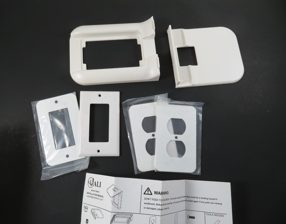 WALI Wall Outlet Shelf Power Perch OLS002 White Single Outlet Standard Open Box
