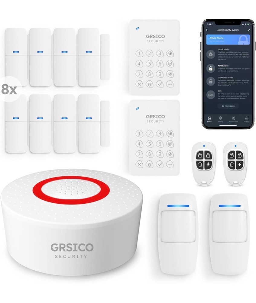 Wireless Home Alarm System 15-Piece Kit, WiFi Alarm System for Home Security wit