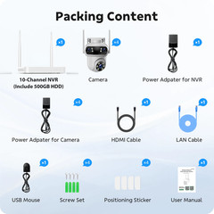 6MP WiFi IP Camera Triple Lens Outdoor 10CH 4K NVR Wireless Home Security System