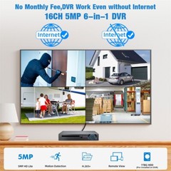 2TB Storage 6-in-1 16CH DVR Digital Recorder Compatible Multiple Security Camera