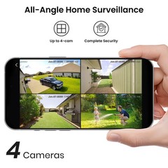 AOSU Solar Security Cameras Outdoor Wireless,4 Cam-Kit,2K Color Night Vision