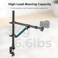 Stable Overhead Camera Mount with Adjustable Angles & Phone Holder, 3kg Max Load