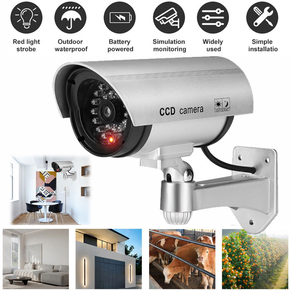 Surveillance Simulation Dummy Camera Flashing LED Light Fake Monitor Waterproof