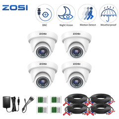 ZOSI 4pcs 2MP Surveillance Dome Camera Kit CCTV Wired Motion Alerts IP66 IR