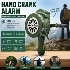Hand Crank Siren Horn, 110 DB Loud Safety Manual Siren, Portable Metal Manual…
