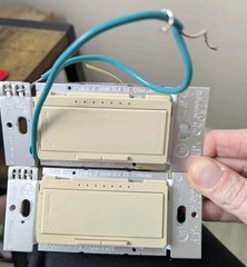 Set 2 Lutron HomeWorks HRD-10D RF Dimmer Ivory Almond 1000W Wall Switch