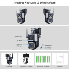 Wifi Security 4MP+4MP Wireless Camera PTZ Home Outdoor Surveillance 2-way Audio