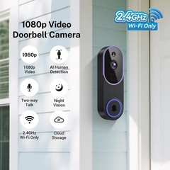 Smart 1080P Video Doorbell Camera with Doorbell Receiver, Live View, AI Human De