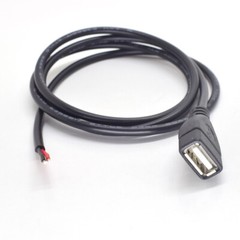 10x USB 2.0 Female Jack To Open-end 2 Wires 1Meter 3.3ft 20AWG DIY Pigtail Cable