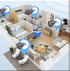 Wireless Security Camera System 4CH 1080P w/ Monitor 1TB HDD Outdoor