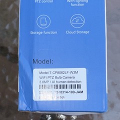 WiFi PTZ Bulb Camera Pan-Tilt 3.0MP Indoor Cloud Storage White T-CP8062LF