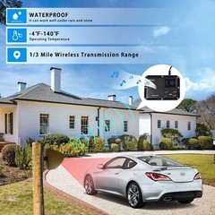 Solar Wireless Driveway Alarm 1800ft Range Rechargeable & Weatherproof