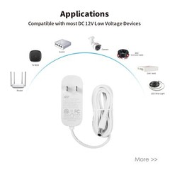 24W Power Supply Adapter 6ft Cord 12V 2A 2000mA DC Power Cable to 110-240V AC…