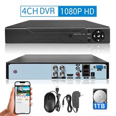 4/8 Channel H.265 1080P DVR with 1TB Hard Drive for Home Security Camera System