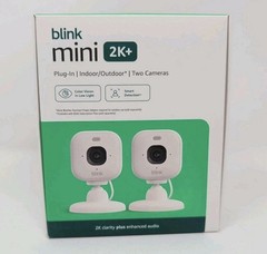 NEW 2 PACK Blink Mini 2k+ Cameras Indoor/Outdoor Plug-in 2K Video WHITE