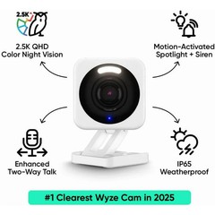 ✅ Wyze Cam V4 2.5k QHD Resolution Wired Color Night Vision Camera – White ✅