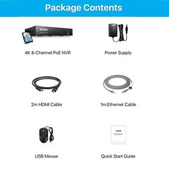 ZOSI 4K 8CH/16CH PoE NVR Smart Playback Network Remote View IP 2TB/4TB Recording