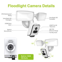 Waterproof Smart Outdoor IP Camera 1080p Security Camera Wifi Floodlight Camera