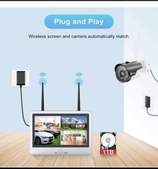 Wireless Security Camera System 4CH 1080P w/ Monitor 1TB HDD Outdoor