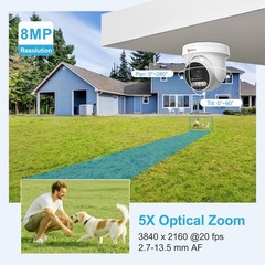 4K 8MP PoE PTZ Camera Outdoor, 5X Optical Zoom 2.7~13.5mm Lens, Pan 280° Tilt…