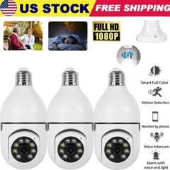 3×360° E27 Light Bulb Security Wireless Camera Night Vision Color Human Tracking