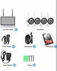 Wireless Security Camera System 4CH 1080P w/ Monitor 1TB HDD Outdoor