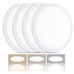 LUMLLSAJI 4 Pack LED Flush Mount Ceiling Light, 24W 12Inch-4 Pack, White