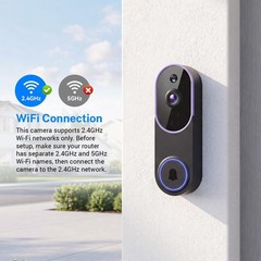 Smart 1080P Video Doorbell Camera with Doorbell Receiver, Live View, AI Human De