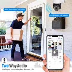 WiFi6 Wireless Security Camera Syetem Solar Battery Powered 3MP IP65 PTZ 4PACK