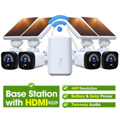 Wireless Security Camera System Outdoor Solar Battery Powered WiFi Motion Detect