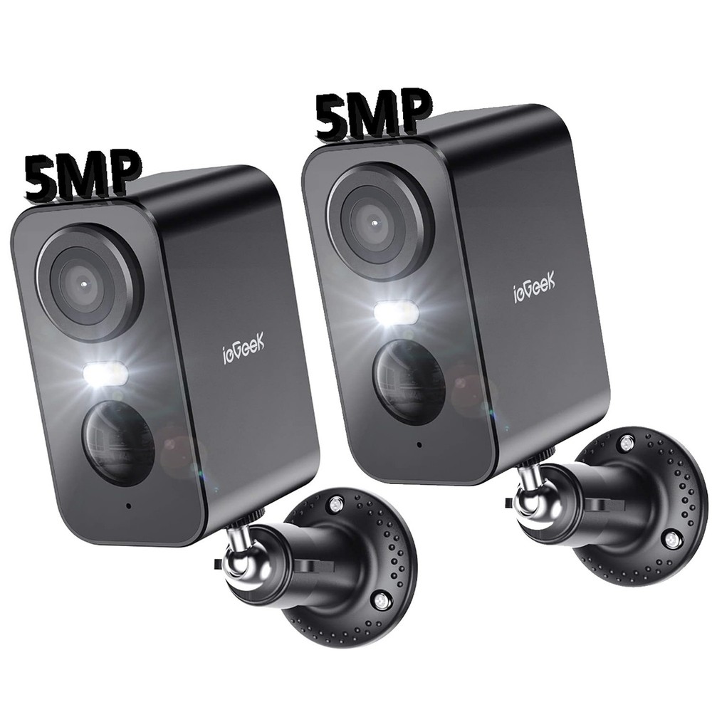2PCS ieGeek Outdoor 5MP Security Camera Wireless Battery Powered WiFi CCTV Cam
