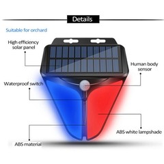 2/4PCS Solar Alarm Light Strobe Light Wireless Motion Sensor Detector Outdoor