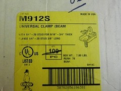 ERICO CADDY CLAMP #M912S – 9/16″- 3/4″ FLANGE HAMMER CLIP – Lot of 10 Pcs.