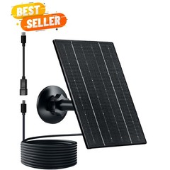 Solar Panel for Security Camera, 4W Solar Charger with Micro USB/USB-C Plug w…