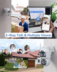 (8PX) Outdoor Wireless Cameras 2pcs 4MP Dual Lens Solar PTZ with 12” Monitor