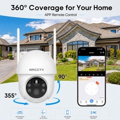 ARCCTV 4MP Wireless Security Camera Solar Battery Pan/Tilt WiFi Outdoor Audio IR