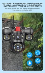 5MP 4 Lens Home Security WiFi Camera Outdoor 10K Wireless 4 Screens 16X Zoom PTZ