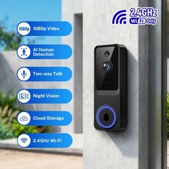Wireless Video Doorbell Camera,1080P FHD, Motion Detection, Two-Way Audio, Ni…