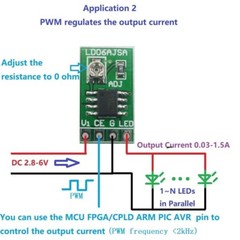 5Pcs DC 3.3V 3.7V 5V LED Driver 30-1500MA Constant Current Adjustable Module PWM