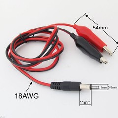 1set 1M 5.5 x 2.1mm DC Power Male Plug to Dual 45mm Alligator Clip 18AWG Cable