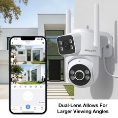 ARCCTV 4MP Security Camera Outdoor Wireless WiFi PTZ Home Dual Lens Camera Audio