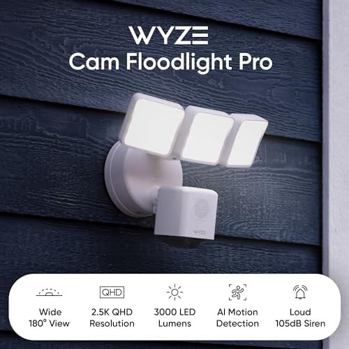 WYZE Floodlight Camera Pro Outdoor Security Camera 180° Wide Motion Detection