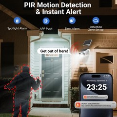 2K solar security camera outdoor camera wireless 2.4GHz/5G Dual-Band WiFi