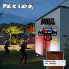 9MP WiFi Solar Security Camera 360° 4K Wireless 3Lens-PTZ Surveillance Camera