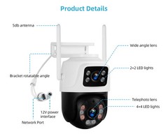 ICSee Dual Lens WiFi IP Camera Wireless Outdoor CCTV PTZ Home Security IR Cam US