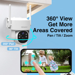 WiFi6 Wireless DualBand Security Camera Sys Solar Battery Powered PTZ 4MP 4PACK