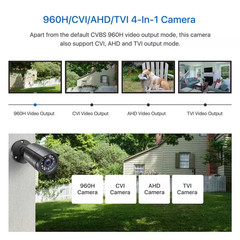 1080P FHD Outdoor Bullet Security Camera 4-In-1 Compatible with HD-CVI/TVI/AHD/9