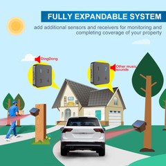 HTZSAFE 1/2 Mile Solar Driveway Alarm System 1 Receiver + 1 Sensor